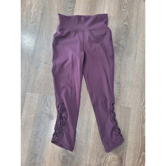 Lululemon Capri Women's Leggings 4 Purple  21"‎ Cross Lace Design #9 - Picture 1 of 5